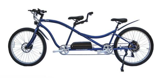 Aloha Tandem Beach Cruiser - 26" tandem E-bike with pedal assist, Color: Dark Blue