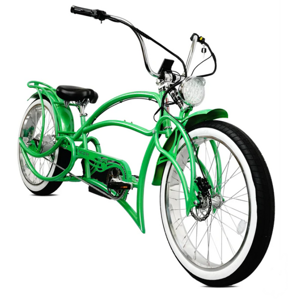 Beyond Pro - 26'' Classic Stretch Chopper E-Bike, Color: Green