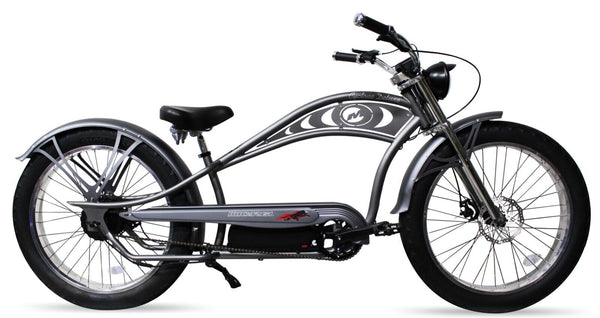 Cyclone E-Bike with Head Light & Fender, Color: Matte-Grey, Polish Rims