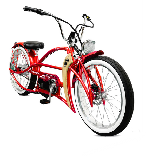 Signature Pro - 26'' 800W Chopper Cruiser Electric Bike, Color: Red