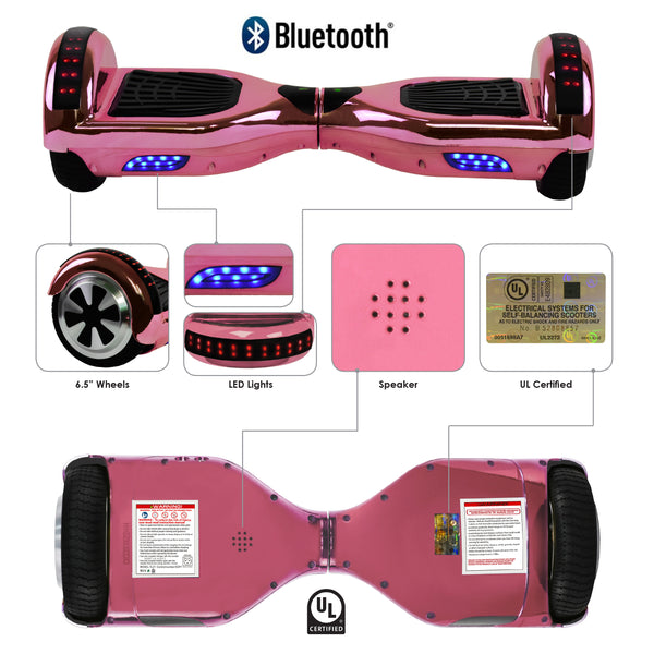 Prime R6 Plus Monster Wheel  (Pink Chrome) with Bluetooth Speakers - UL-2272 Certified